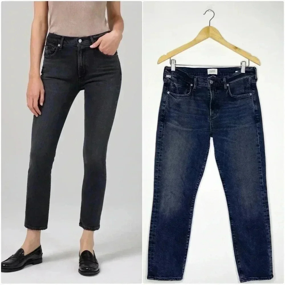 Citizens Of Humanity Ella Gray Slim Crop Wash Jeans Denim Size 28